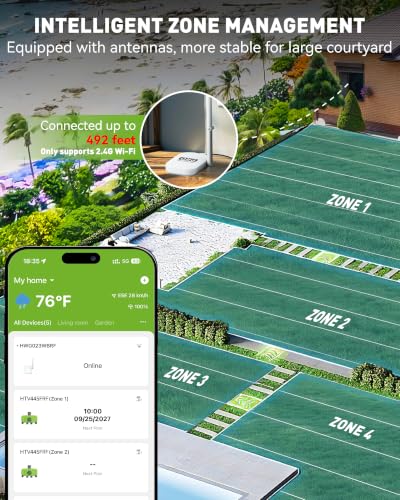 RAINPOINT WiFi Smart Sprinkler Timer, Outdoor Garden Hose Water Timer with Solid Brass Inlet & Outlet, Custom Irrigation Programs via App, Voice Control, Green