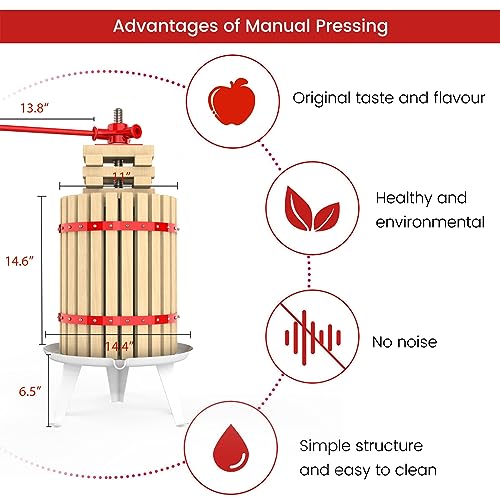 Fruit Wine Press and Crusher and Filter Bag,100% Nature Apple&Grape&Berries Crusher Manual Juice Maker for Kitchen