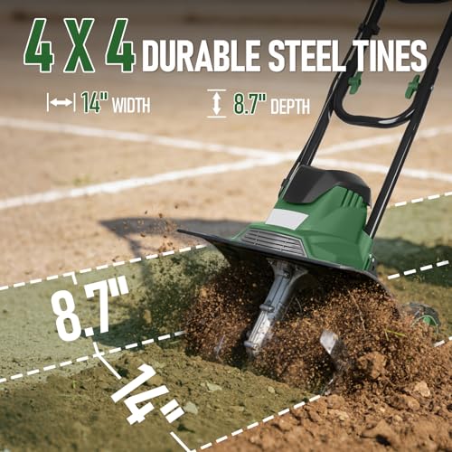 10A 14-Inch Electric Tiller Cultivator - size: 10A-14INCH