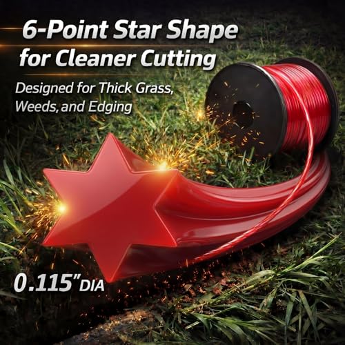 Tondiamo 820 ft 0.115" String Trimmer Line for Weeds Heavy Duty,Red