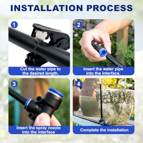 Drip Irrigation System 100FT 1/4" with 16PCS 360° Adjustable Brass Nozzles - size: 100FT