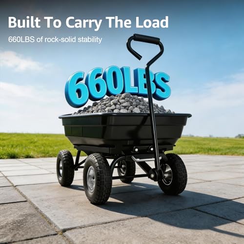 Garden Dump Cart Heavy-Duty 660lbs Utility Wagon for Beach