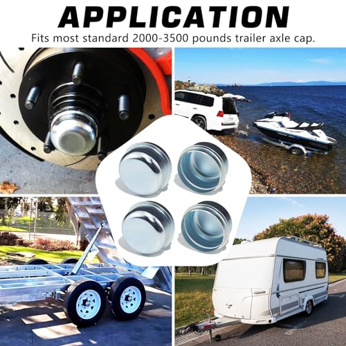 4pcs 1.98'' Trailer Hub Dust Caps for 2000 3500 lb Axle Spindle - color: 1.98'' Caps 4pcs