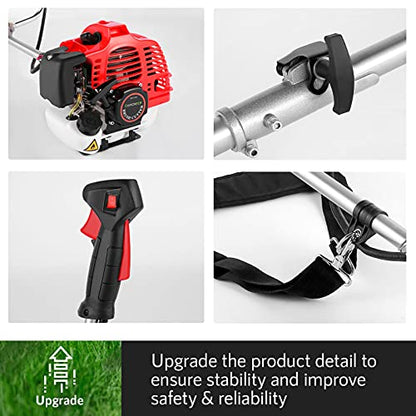 4-in-1 Weed Eater58cc Gas String Trimmer,Brush Cutter Straight Shaft Red - color: red