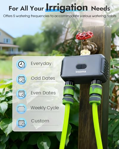 Insoma 2-Zone WiFi Water Timer for Garden Hose, WiFi Hose Timers with Brass Inlet, No-Gateway 2.4GHz Remote APP & Voice Control (Alexa/Google), Rain Delay & Manual Mode for Yard Lawn Garden Watering - size: 2 Zone-Metal-WiFi