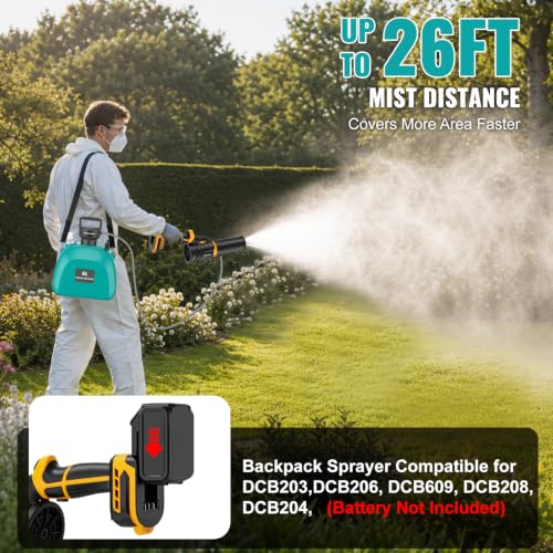 3-in-1 Battery Powered Sprayer Blower Compatible for Dewalt 20V Battery - color: Yellow