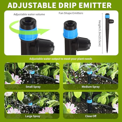 Drip Emitters for 1/4" Drip Irrigation Tubing 25 pcs Adjustable 360 Degree Fan Shape Water Flow Irrigation Drippers with Lock Barbed Irrigation Drip Heads Drip Spray Emitters for Flower Plants Garden - size: 25 Pcs Drip Emitters Vortex with Lock Barb