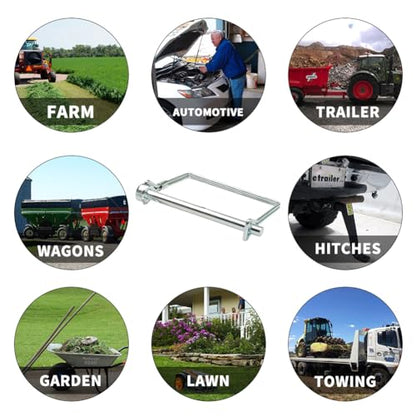 15 PCS 1/4*4-1/2 Inch Trailer Hitch Pin Shaft Locking Pin Safety Coupler Pin 1/4 Hitch pin Wire Lock Pin 1/4" x 4-1/2" for PTO,Farm,Lawn,Hitches,and Garden