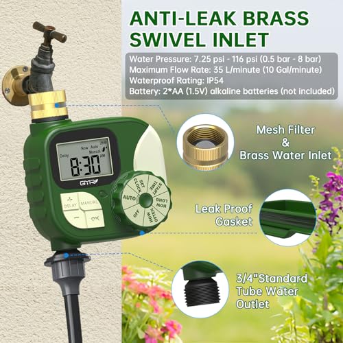 Hose Timer Water Timer for Garden Hose, Irrigation Timers with Brass Swivel - color: Brass-1 Outlet