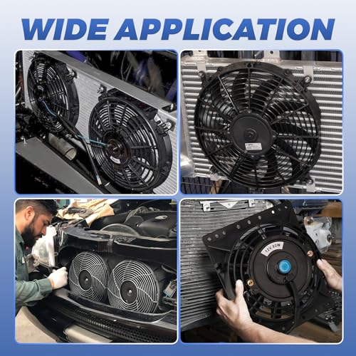 7 Inch 7” Black Universal Electric Radiator Slim Fan 12V 80W High Performance Cooling Push Pull w/Mounting Kit 1PCS - size: 7” 1PC