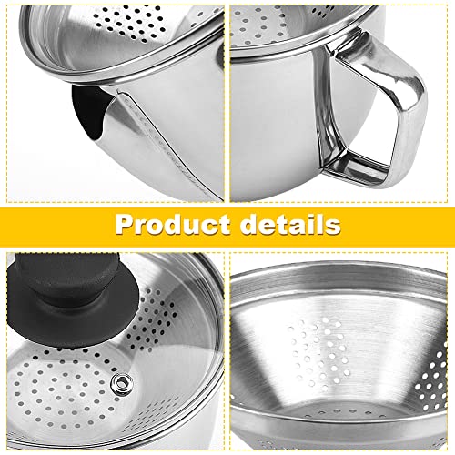 Stainless Steel Fat Separator 1L, Gravy Separator with Glass Lid & Strainer