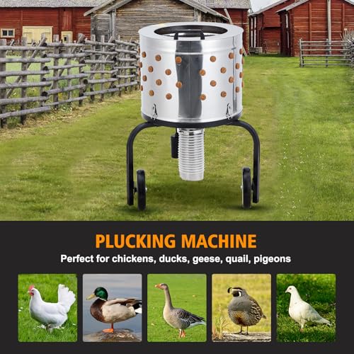 Electric Chicken Plucker Machine – 20" Stainless Steel Drum – 106 Soft Rubber Fingers – 550W 280RPM Motor – Waterproof GFCI – Easy Transport Wheels – Poultry Farm & Restaurant Use – - size: Black