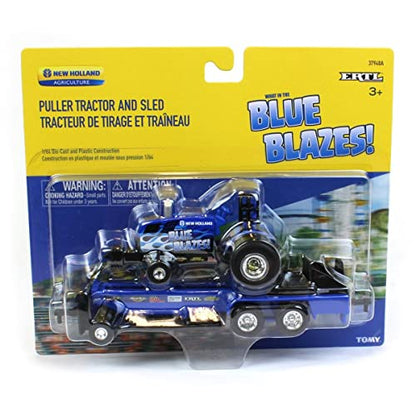 Agriculture 1/64 New Holland Blue Blazes Pulling Tractor with Pulling Sled