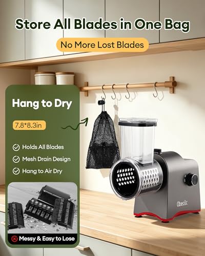 300W Electric Cheese Grater with 7 Stainless Steel Blades