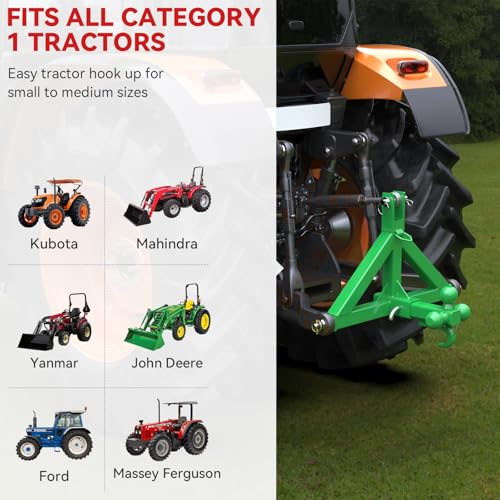 3 Point Trailer Hitch 2” Receiver for Cat 1 Tractor Quick Hitch Attachment - color: Green
