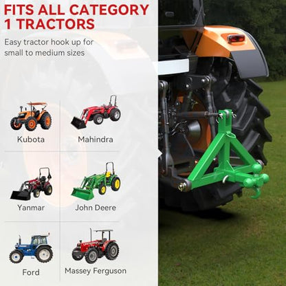3 Point Trailer Hitch 2” Receiver for Cat 1 Tractor Quick Hitch Attachment - color: Green