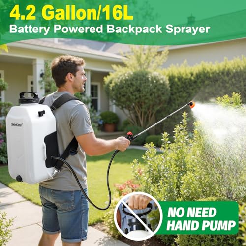 SideKing 4.2 Gallon Backpack Sprayer Battery Powered, 100 PSI Electric Garden Sprayer Compatible with Makita 12V Battery, Weed Sprayer with Telescopic Wand & 4 Nozzles for Lawn, Yard & Pest Control