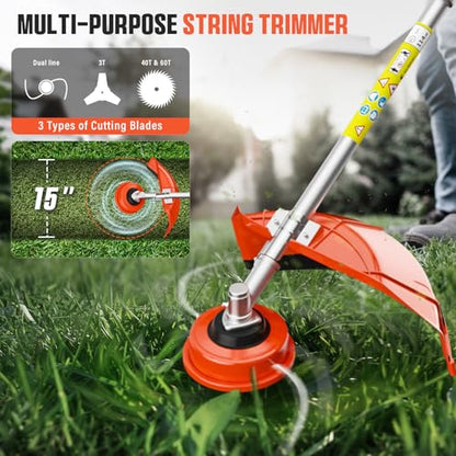 52cc 6-in-1 Gas Weed Wacker/String Trimmer w/Hedge Trimmer & Pole Saw