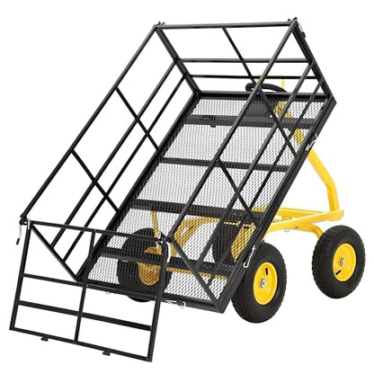 Garden Dump Cart Heavy Duty Wagon with Removable Sides - color: Black