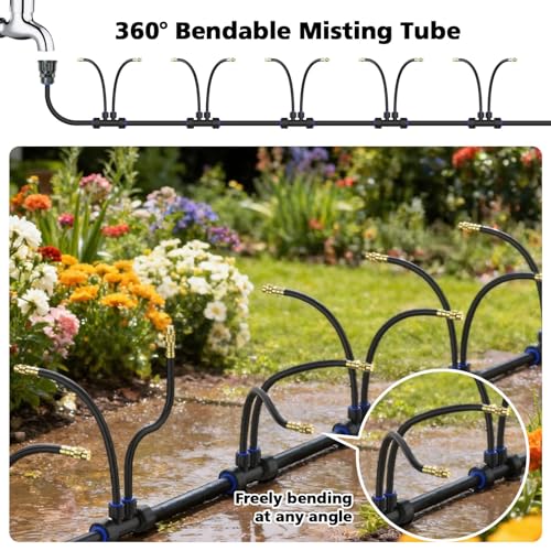 Drip Irrigation System 2 Ports - 360°Adjustable Garden Watering System - size: 50FT