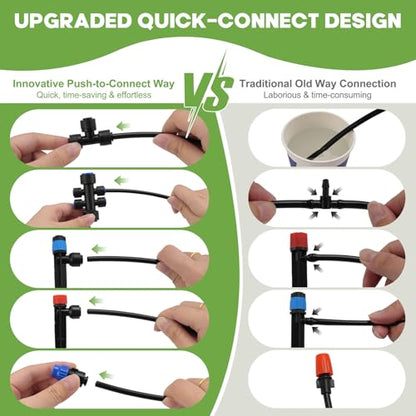 240FT Quick-Connect Drip Irrigation System - size: 40FT 1/2”(OD) Tube + 200FT 1/4”(OD) Tube