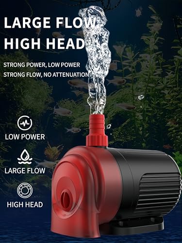 ABS Low Suction Submersible Pump 800L/H 1M Head, Multi-use Circulation Drain Pump for Aquarium Pond Fountain Irrigation