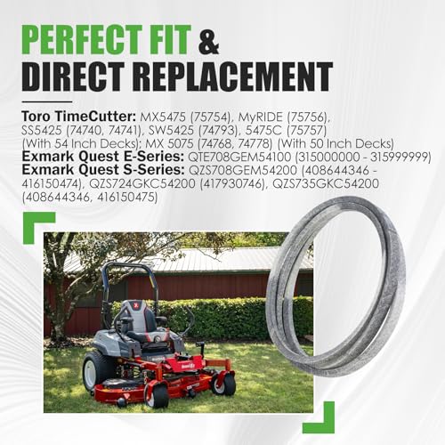 130-0843 Deck Belt Fit for Toro TimeCutter with 54'' Deck, Aramid Cord - size: 0.5" x 144.4"