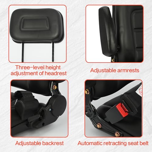 lukar Universal Tractor Seat, Lawn Mower Seat Riding, Forklift Seat