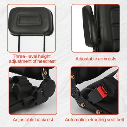 lukar Universal Tractor Seat, Lawn Mower Seat Riding, Forklift Seat
