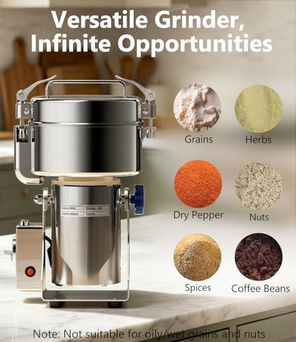 Electric Grain Mill 1000g Flour Mill Home for Wheat Corn Rice Herbs Spices - size: 1000g