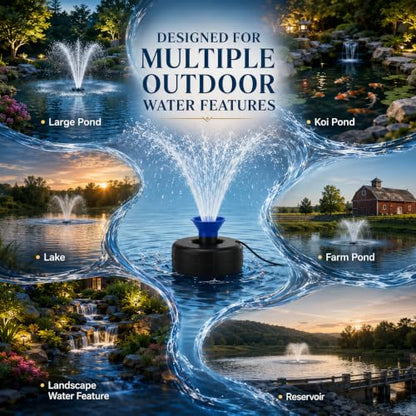 1HP Farm Pond Fountain Pump 15000 GPH with Timer, 100FT Cord