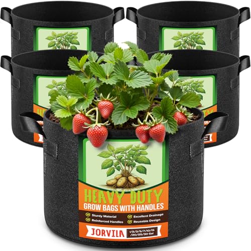 Jorvila 5-Pack 5 Gallon Grow Bags - color: Black, size: 5 Gallon