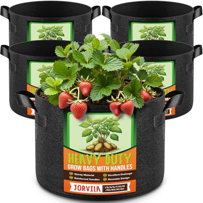 Jorvila 5-Pack 5 Gallon Grow Bags - color: Black, size: 5 Gallon