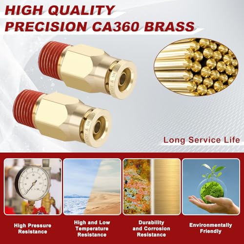 DOT Approved Male Straight Brass Union 1/4" Tube x 1/8" NPT, 4PCS - size: 1/4" OD x 1/8" NPT