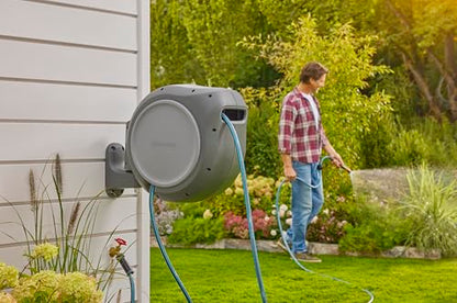 GARDENA Retractable Garden Hose Reel, 50 ft, 180 Degree Wall Mount - 20500 - size: 50 ft