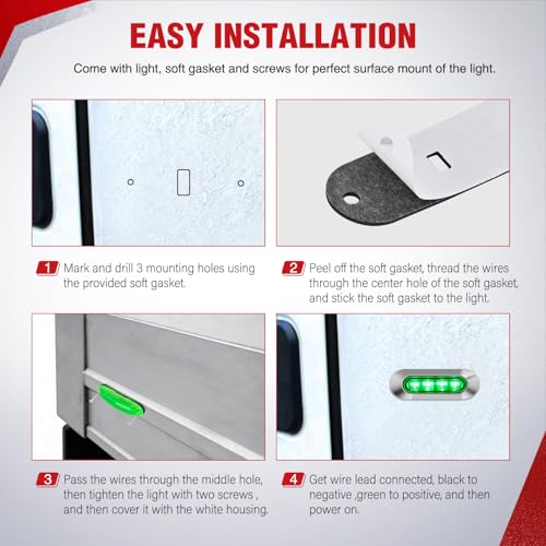 Nilight 3.7" Green Oval Side Marker Light, 4 LED IP68 Waterproof - color: Green 3.7" 10Pcs