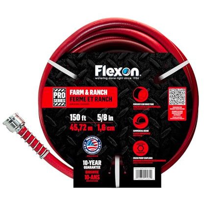 Flexon 5/8" x 150ft Farm & Ranch Garden Hose - size: 150 ft, style: 5/8