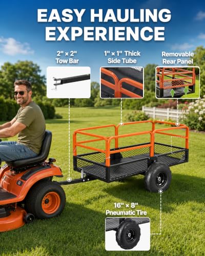 ATV UTV Trailer Tow Behind Dump Cart, 25 Cubic Feet, 2000 LBS