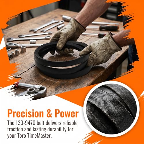2 PCS 120-9470 Deck Traction Drive Belt for Toro TimeMaster 21199 20199 21200 20200 20975 20976 20977 20978 21199HD 21220 21810 21811 21816 21491 21876 Walk Behind Lawn Mower (3/8" X 27.5") - color: 3/8" X 27.5"