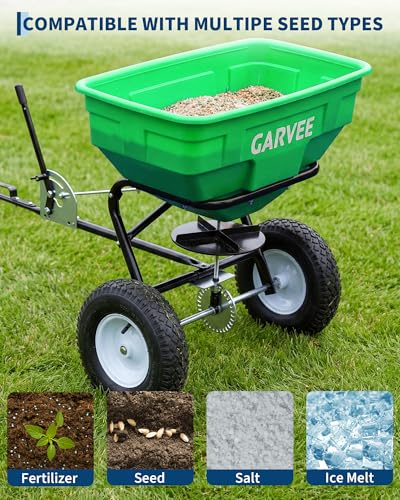 125 LBS Heavy Duty Tow Behind Broadcast Spreader, 9.8ft Spreading Width - size: 125LBS
