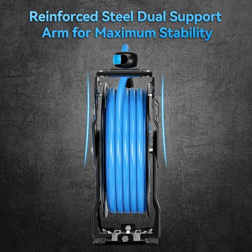 Relhost Retractable Air Hose Reel, 65 ft x 3/8 in Hybrid Air Hose Max 300PSI, Heavy Duty Air Compressor Hose Reel with Dual Arms, Auto Rewind, 180° Swivel Ceiling/Wall Mount for Garages, Workshops - size: 65FT 180° Swivel