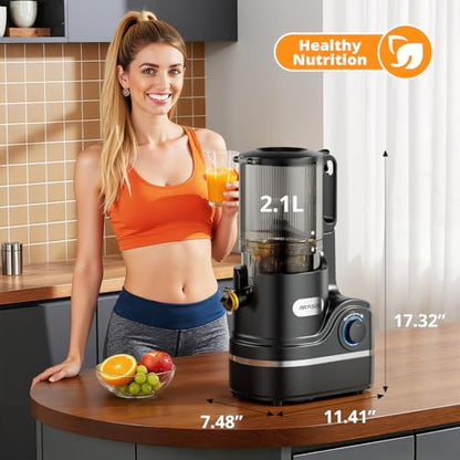 AIRMSEN Juicer Machines, 5.8" Large Feed Chute Cold Press Juicer, 300W