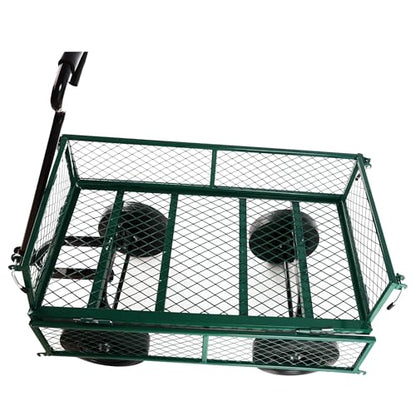 Wagon Removable Side, can be Used for Farm, Warehouse, etc. Garden car, Solid Wheels (Green Solid Wheels) - color: Green Solid Wheels