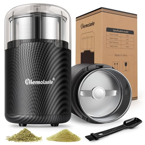 Hermolante Herb Grinder, Electric Spice Grinder, Press-Down Lid Starts - color: Gray