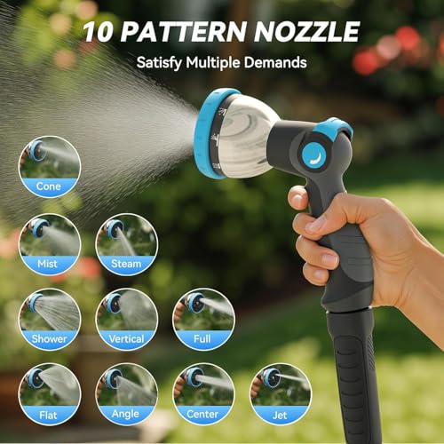 Relhost Retractable Garden Hose Reel, 1/2 in x 65 ft Wall Mount Heavy Duty Hose Reel with Any-Length Lock, Auto Rewind System, 180° Swivel Bracket, and 10-Pattern Nozzle for Garden, Dark Grey - color: Dark Grey, size: 65FT