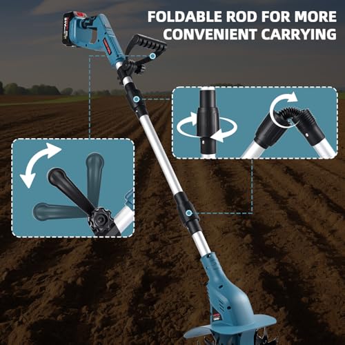 21v Cordless Tiller Cultivator with 4.0 Ah Battery and Charger