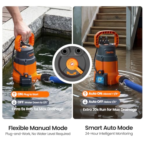 1/4 HP Submersible Utility Water Pump with 25‘ Drain Hose, 2160 GPH High Flow, Portable Sump Pump with Auto Water Sensor for Pool, Flooded Basement, Hot Tub, Pond Draining - style: 1/4HP Auto Water Sensor Pump with Hose