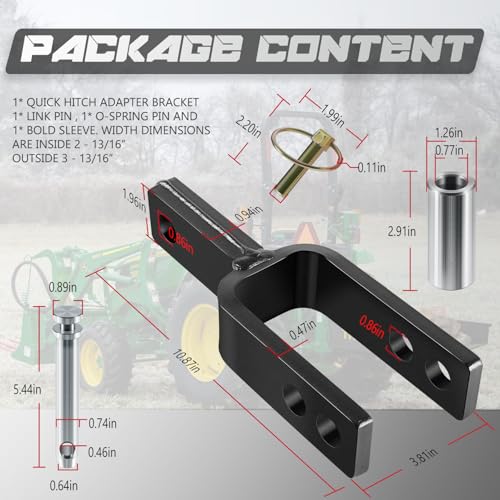 Camoo Versatile Quick Hitch Adapter Fit for Category 1, 3-Point Quick Hitch - size: Adapter + Sleeve