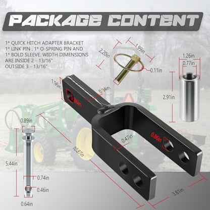 Camoo Versatile Quick Hitch Adapter Fit for Category 1, 3-Point Quick Hitch - size: Adapter + Sleeve