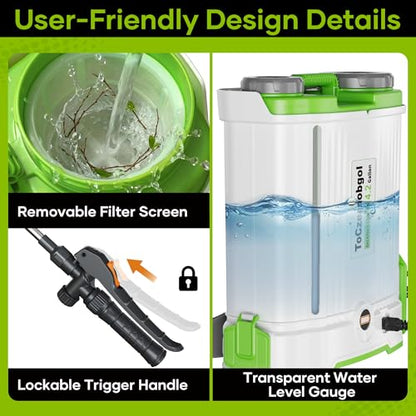 Backpack Sprayer with 2.6Ah Rechargeable Battery, Electric Weed Sprayer